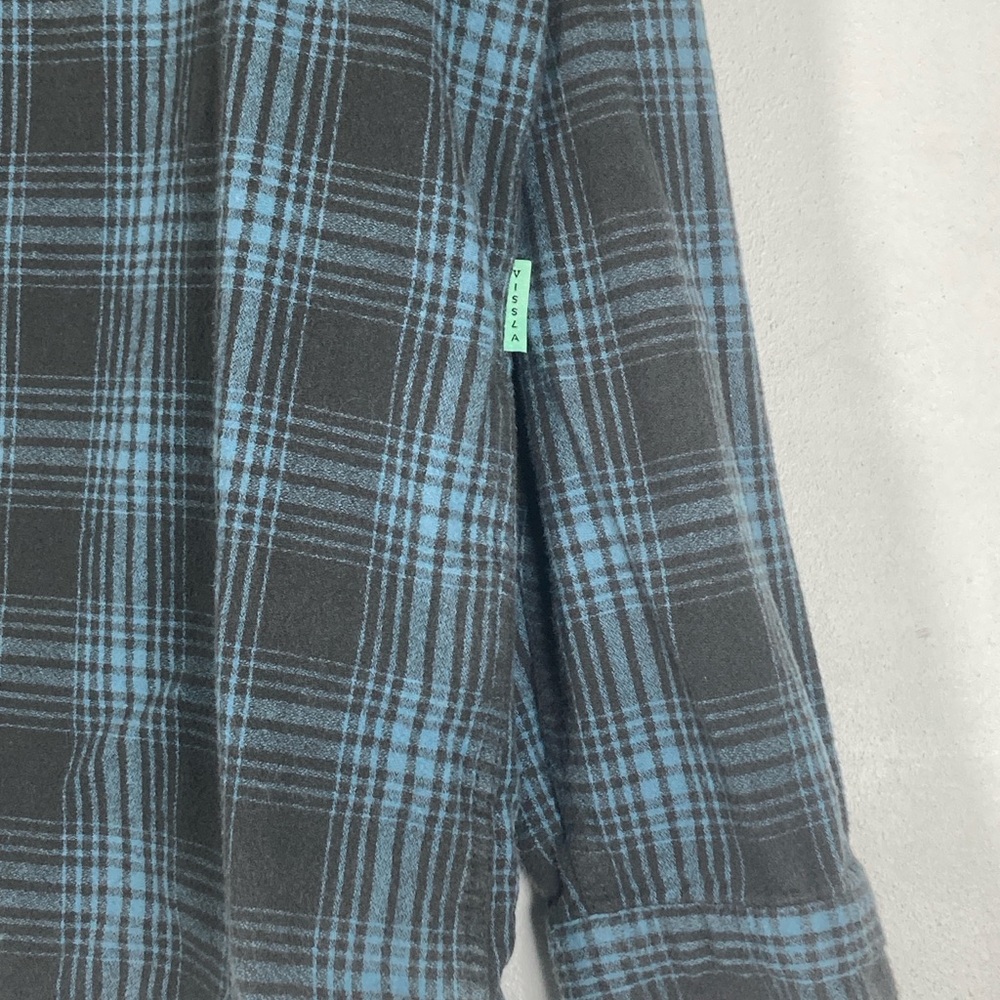 Vissla Button Up shirt  Men’s XL Blue Green Very Nice  Organic Cotton Plaid - Picture 3 of 16